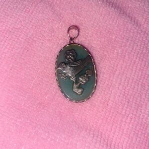 Vintage Green Jade Pendant with Bird Design